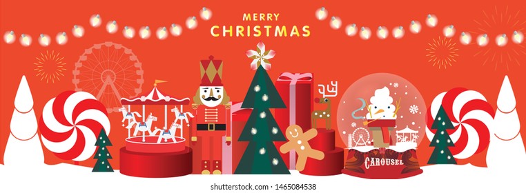 Christmas Toy Store Greeting Card Template Vector/illustration