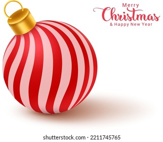 christmas toy striped ball red pink