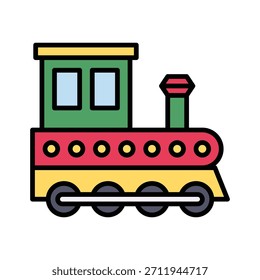 Navidades Ilustración vectorial de tren de juguete, icono de estilo lleno