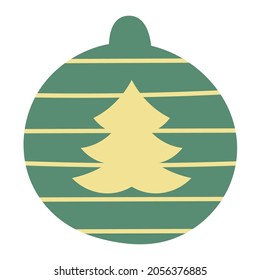 Christmas toy for the tree, ball with a pattern. Hand drawn vector illustration.Traditional holiday symbol