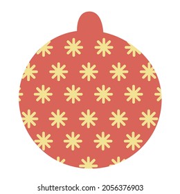 Weihnachtsspielzeug für den Baum, Ball mit einem Muster. Handgezeichnete Vektorgrafik.Traditionelles Feiertagssymbol