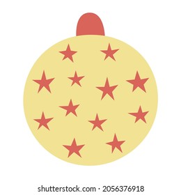 Christmas toy for the tree, ball with a pattern. Hand drawn vector illustration.Traditional holiday symbol