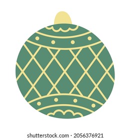 Juguete de Navidad para el árbol, bola con un patrón. Ilustración vectorial dibujada a mano.Símbolo de vacaciones tradicional