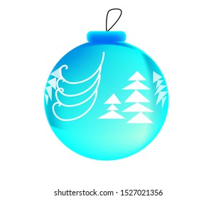 Christmas toy. the winter ball. ornament in the form of Christmas trees and curls. blue tint
