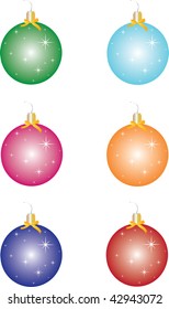 Christmas toys - balls of snow flakes shining in different colors