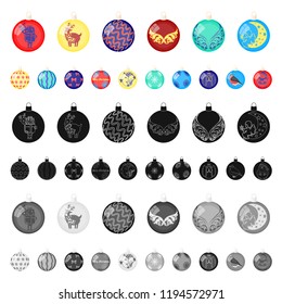 Christmas toys cartoon icons in set collection for design.New Year balls vector symbol stock web illustration.