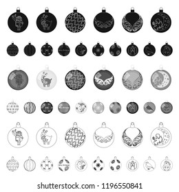 Christmas toys cartoon icons in set collection for design.New Year balls vector symbol stock web illustration.