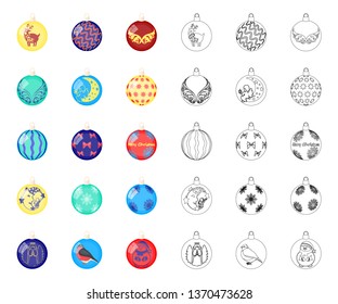 Christmas toys cartoon,outline icons in set collection for design.New Year balls vector symbol stock web illustration.