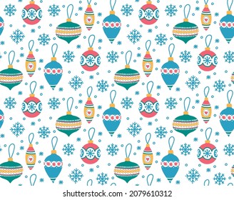 Christmas toys colorful seamless vector pattern