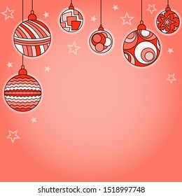 Christmas toys, Christmas coloring, vector postcard.