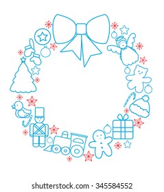 Christmas toys garland line vector