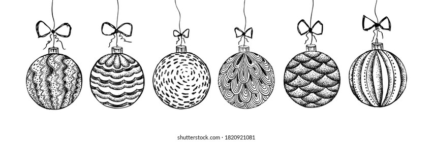 Christmas toys. Greeting card. Hand drawn illustration.	
