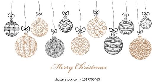 Christmas toys. Hand drawn illustration.