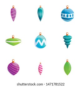 Christmas toys icon set. Cartoon set of 9 christmas toys vector icons for web design isolated on white background