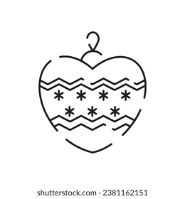Christmas toys line icon. Xmas festive outline pictogram or sign, Christmas celebration or New Year bell vector icon or symbol with holiday tree decoration