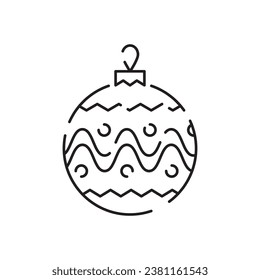 Christmas toys line icons. Happy New Year vector illustration