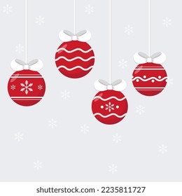 Christmas toys on the Christmas tree, Festive set for Christmas. Vector set with xmas balls on a Christmas tree   isolated on white background illustration