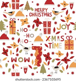 Christmas toys and present seamless pattern