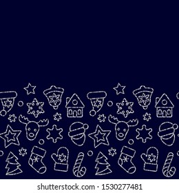 Christmas Toys Seamless Border from Gold Outline Sequins