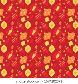 
Christmas toys seamless red pattern