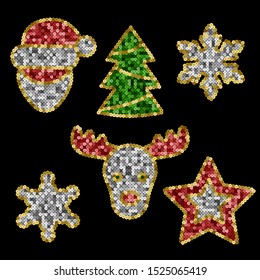 Christmas Toys Set from Sequins. Patch collection