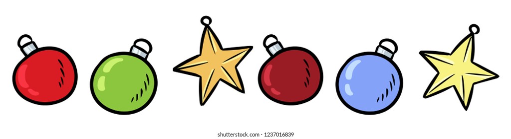 Christmas toys set. Vector doodles