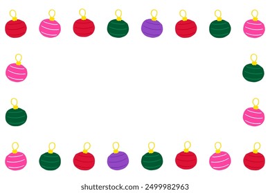 Christmas toys. Simple frame with empty space for text or design. Vector illustration. Best for social media, banners, greeting cards.