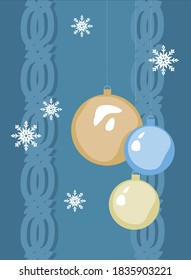 Christmas toys and snowflakes on the background of knitted braids