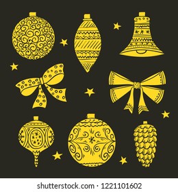 Christmas toys - vector background or set for holiday design