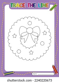 Christmas Tracing line worksheet for kids.