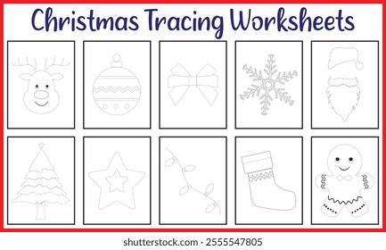 Christmas Tracing Vector Design Worksheets