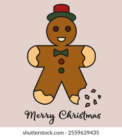 Christmas tradition. Colored gingerbread icon with stroke. Christmas cookies icon. EPS 10.