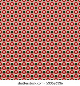 Christmas traditional colors diagonal square chain abstract background. Mosaic wallpaper. Seamless pattern with geometric ornament. Digital paper, textile print, page fill. Vector illustration