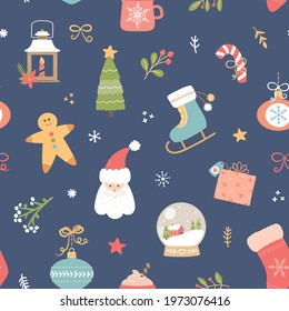 Christmas traditional colourful festive seamless Vector pattern