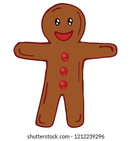 Christmas traditional man cookie  Christmas gingerbread man isolated  Vector doodle illustration 