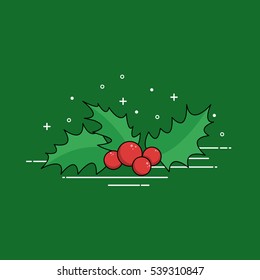 Christmas traditional mistletoe. Flat design vector illustration.
