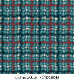Christmas traditional scottish plaid gingham seamless pattern. Red green holiday textured all over print. Vector swatch