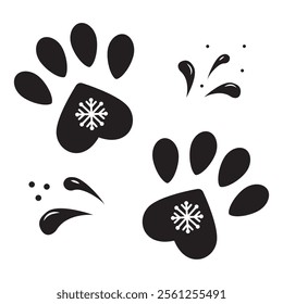 Christmas trail from a dog with a snowflake