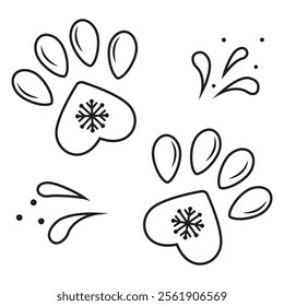 Christmas trail from a dog with a snowflake