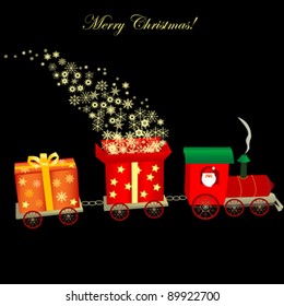 Christmas train with gifts illustration
