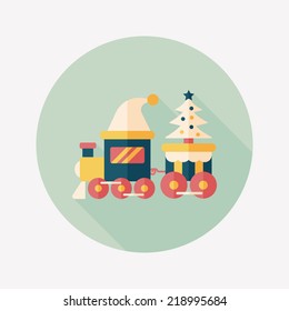 Christmas train toy flat icon with long shadow,EPS 10