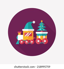 Christmas train toy flat icon with long shadow,EPS 10