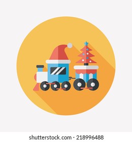 Christmas train toy flat icon with long shadow,EPS 10