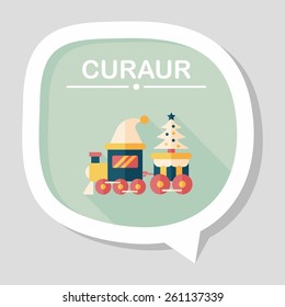 Christmas train toy flat icon with long shadow,eps10