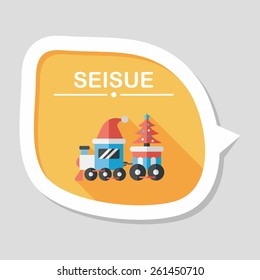 Christmas train toy flat icon with long shadow,eps10