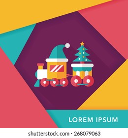 Christmas train toy flat icon with long shadow,eps10