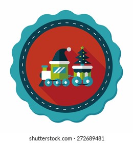Christmas train toy flat icon with long shadow,eps10