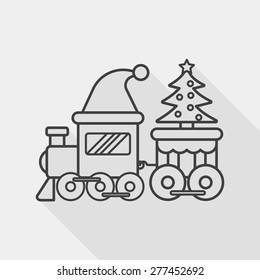 Christmas train toy flat icon with long shadow, line icon