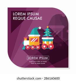 Christmas train toy flat icon with long shadow,eps10