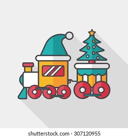 Christmas train toy flat icon with long shadow,eps10